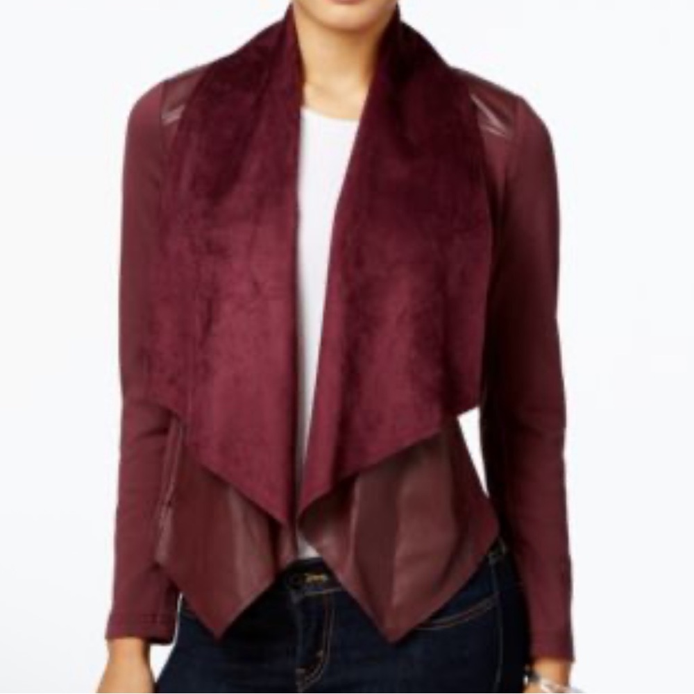 NWOT • Kut from the Kloth • Faux-Leather-Trim Draped Jacket •